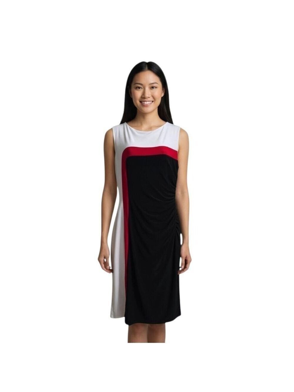 Lauren Ralph Lauren Colorblock Cap Sleeve Ruched Knee Length Sheath Dress Sz 10